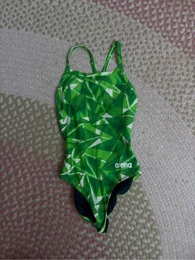 Barena Green Geometric One-Piece Swimsuit